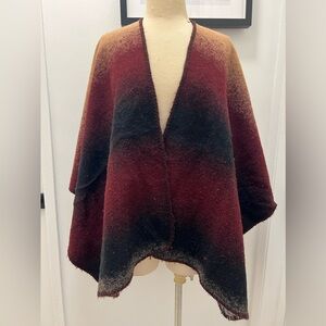 Anthropologie reversible poncho 100% real wool very good condition